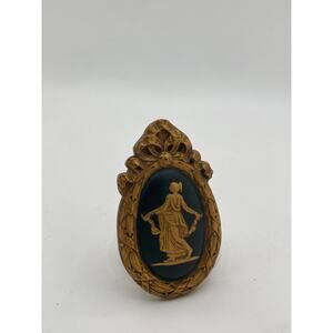 Antique Neoclassical Brass Wall Hook w/ Grecian Lady Plaque 1920s